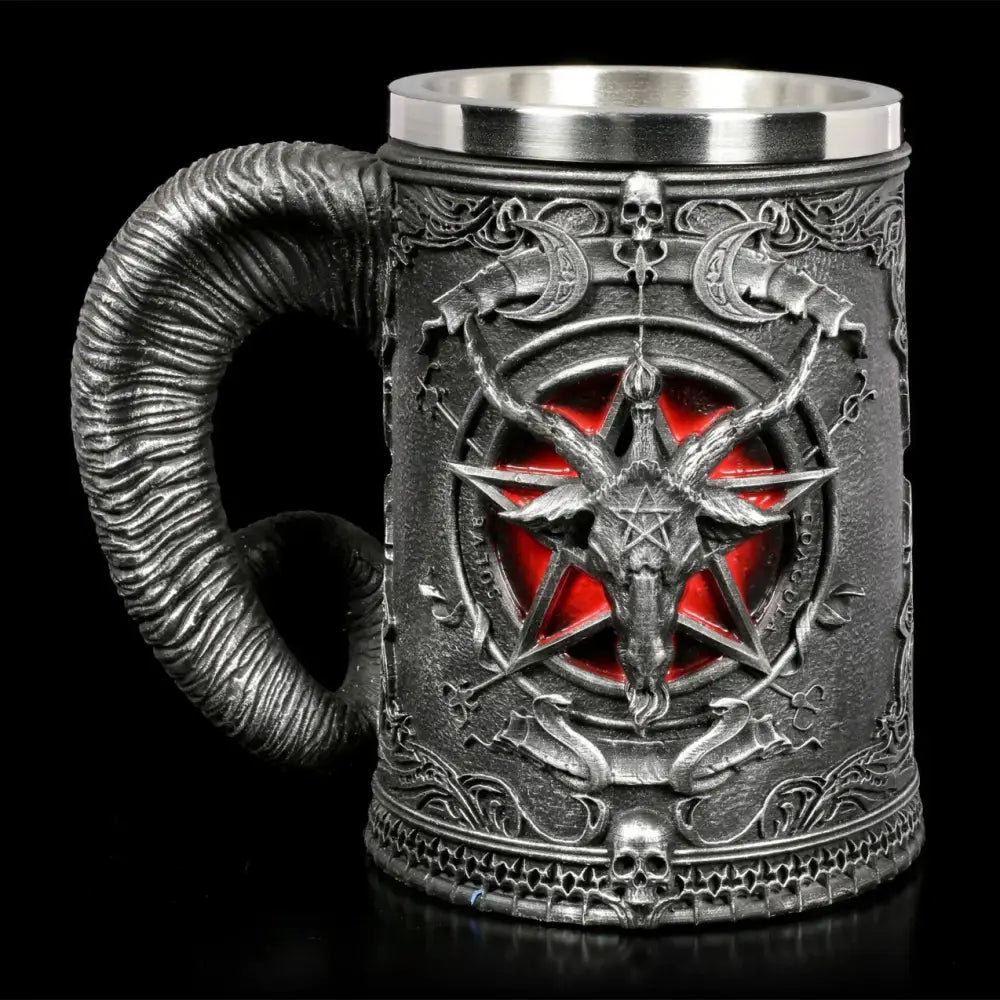 Gothic baphomet resin stainless steel tankard bar decor