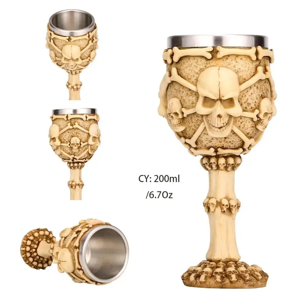 Gothic dragon skull goblet stainless steel dining room wine glass
