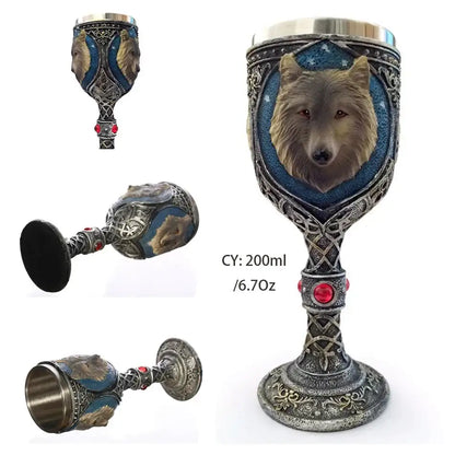 Gothic dragon skull goblet stainless steel dining room wine glass
