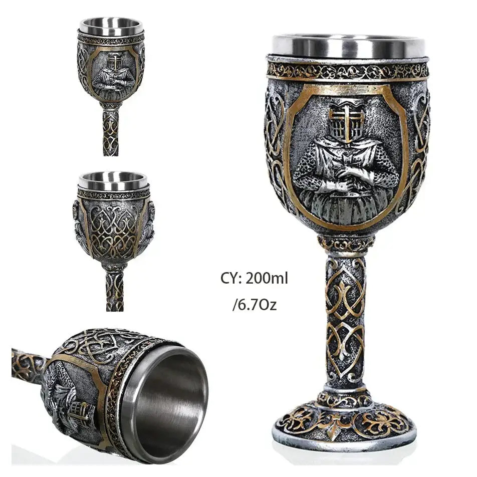Gothic dragon skull goblet stainless steel dining room wine glass