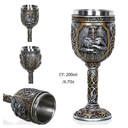 Gothic dragon skull goblet stainless steel dining room wine glass