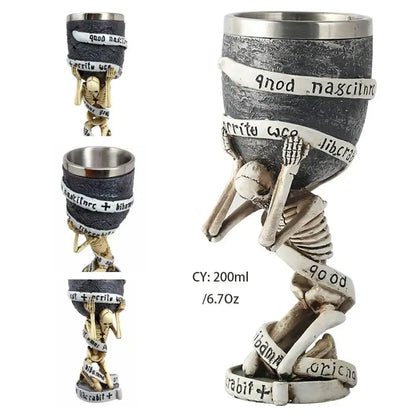 Gothic dragon skull goblet stainless steel dining room wine glass