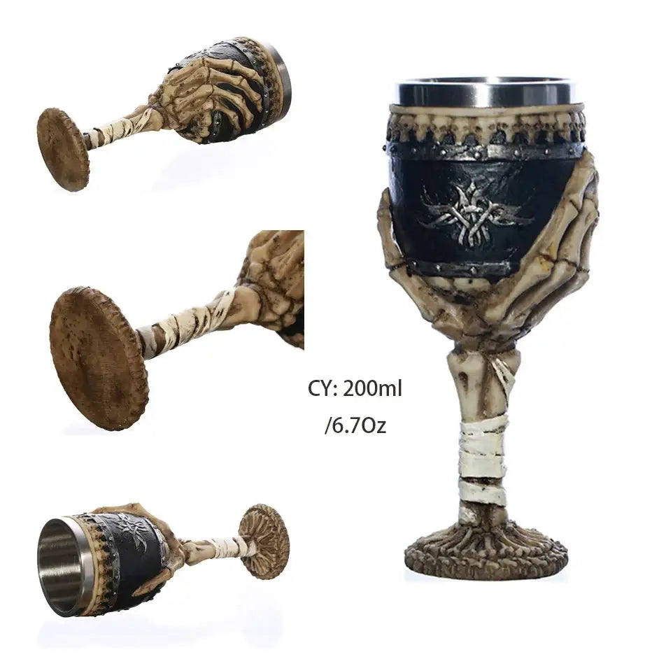 Gothic dragon skull goblet stainless steel dining room wine glass