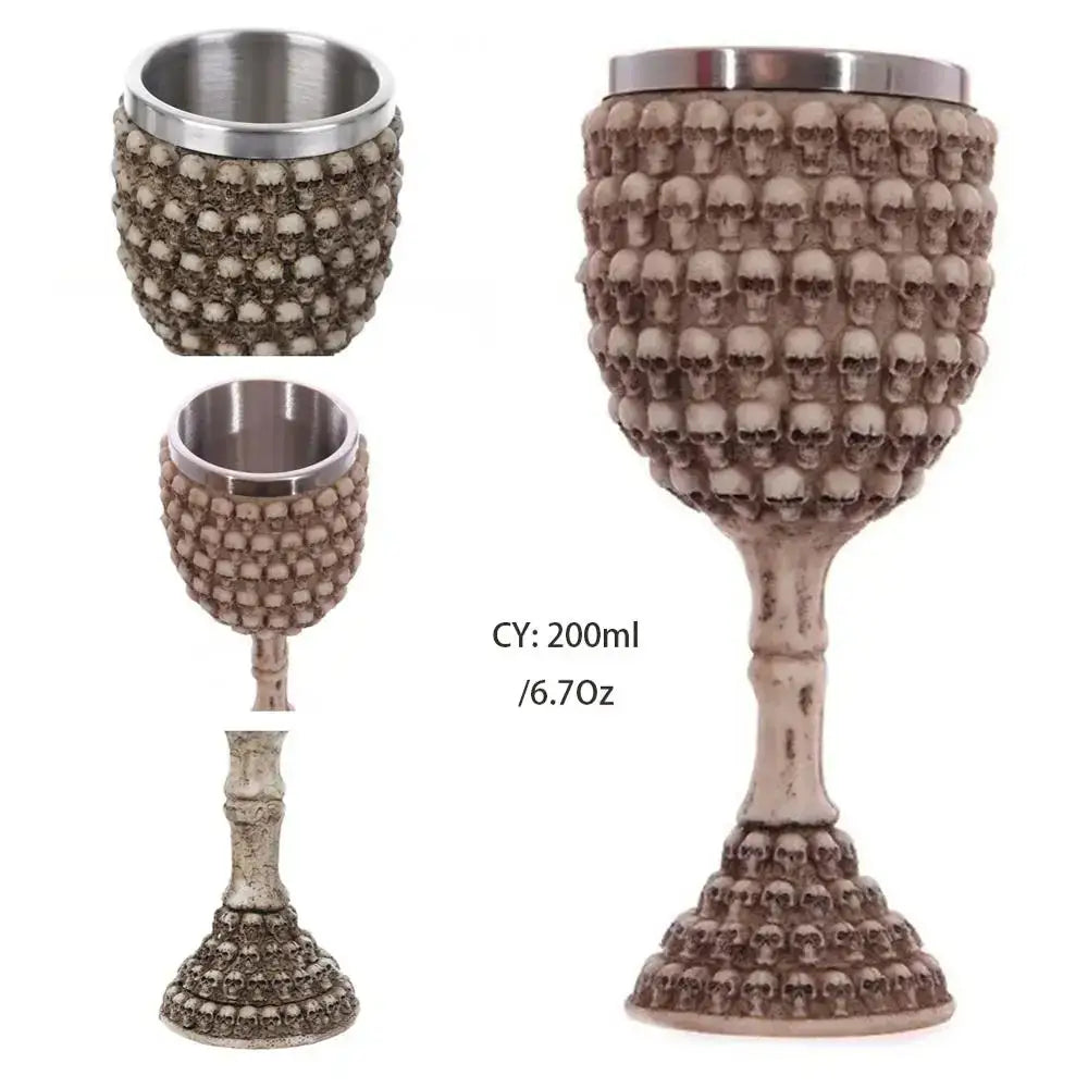 Gothic dragon skull goblet stainless steel dining room wine glass