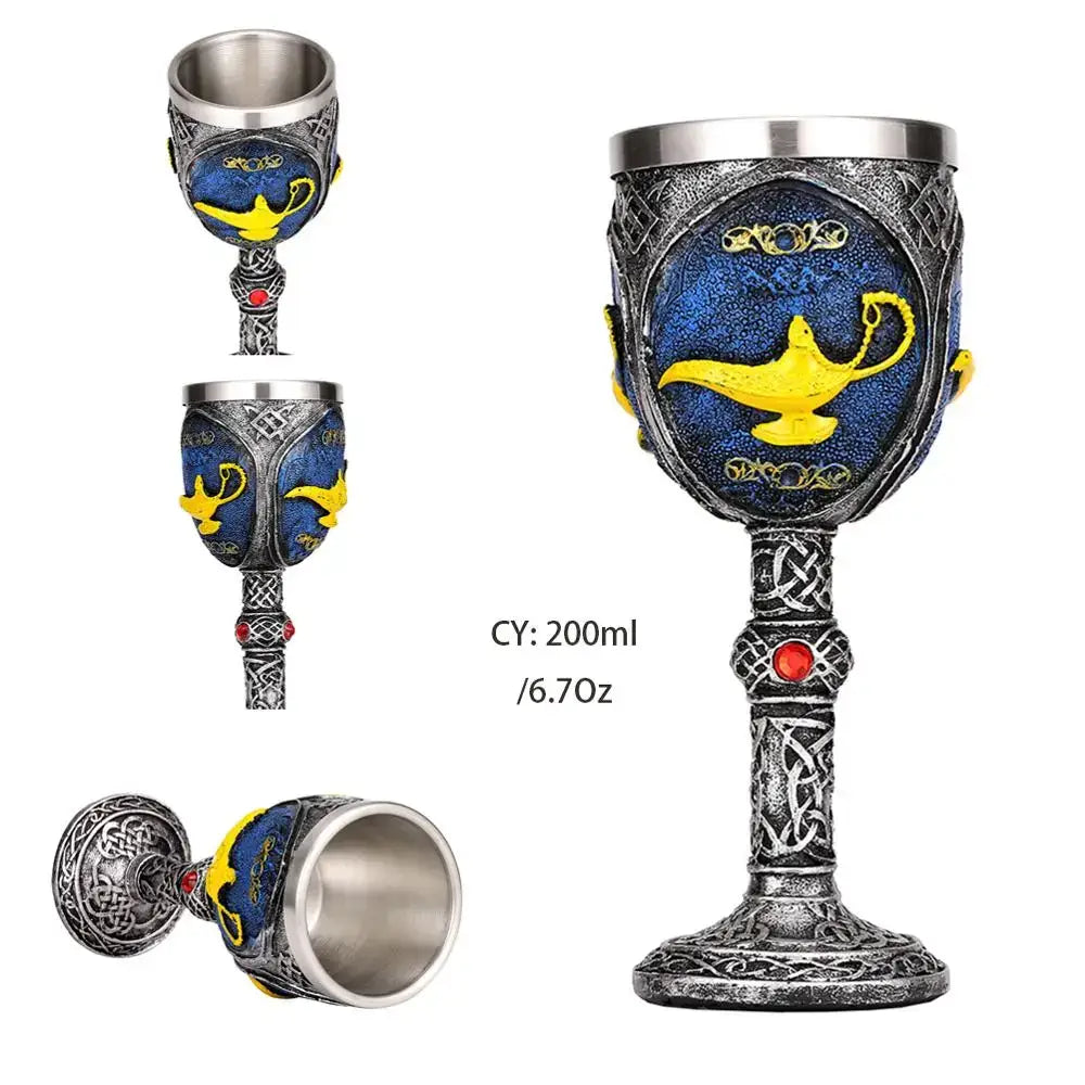 Gothic dragon skull goblet stainless steel dining room wine glass