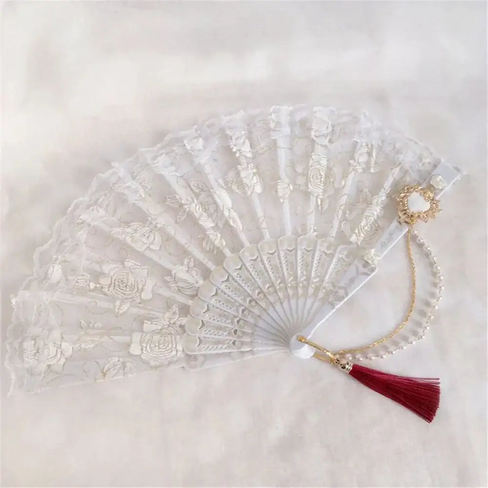 Gothic gold filigree lace fan red white & black party decor