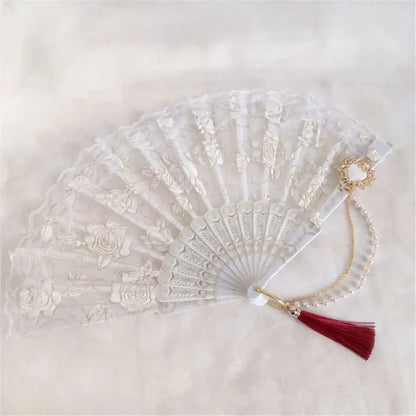 Gothic gold filigree lace fan red white & black party decor