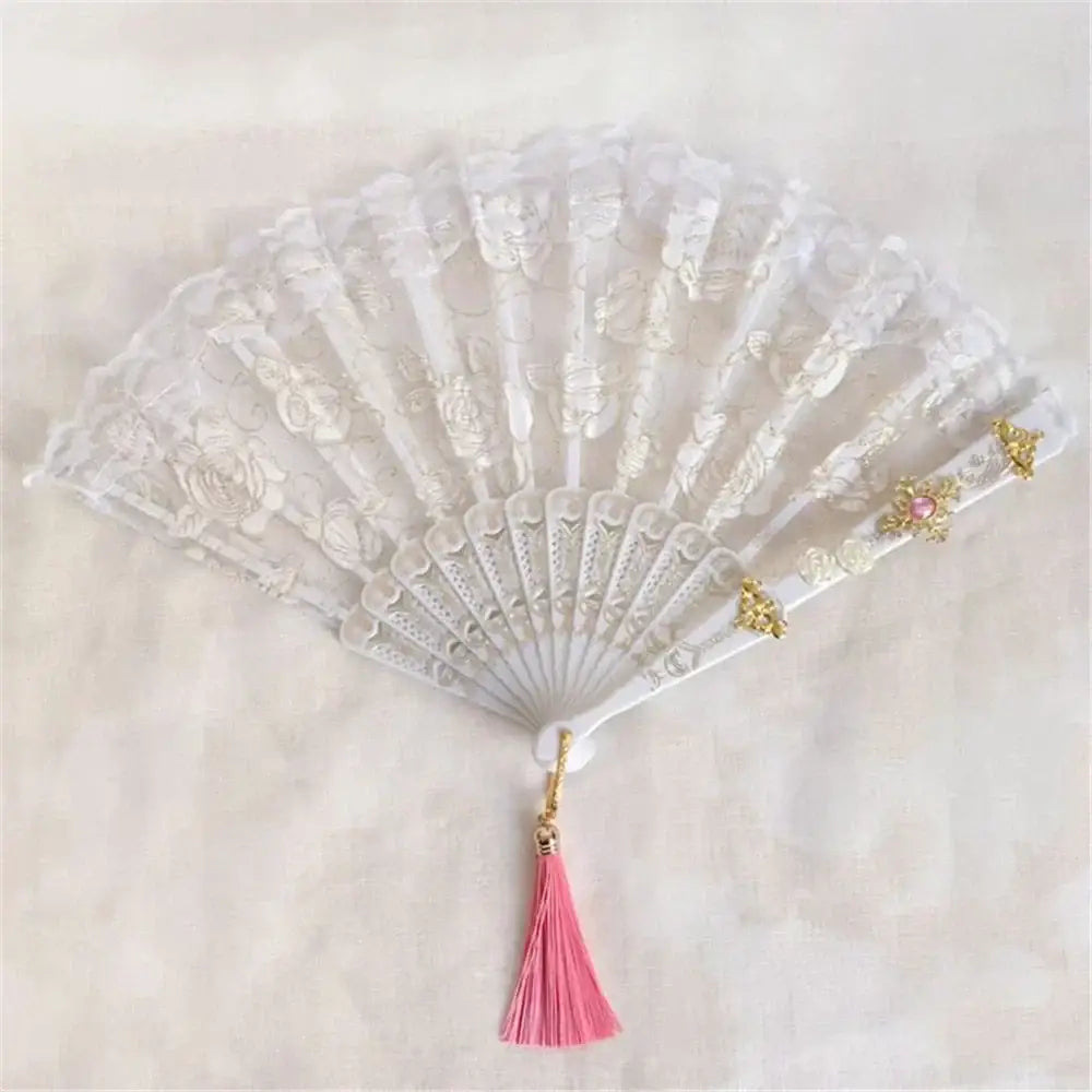 Gothic gold filigree lace fan red white & black party decor