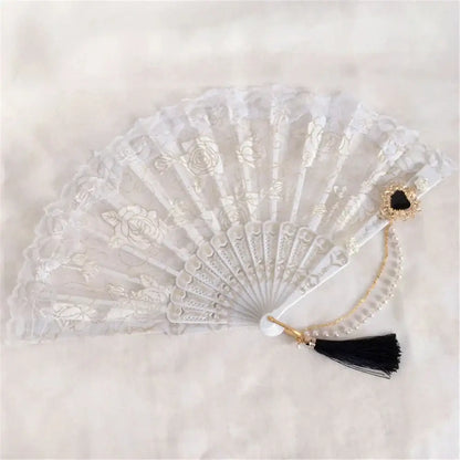 Gothic gold filigree lace fan red white & black party decor