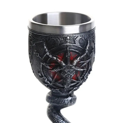 Gothic silver baphomet wine glass stainless steel dining room goblet