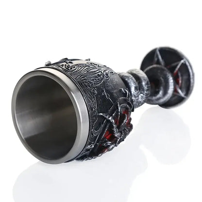 Gothic silver baphomet wine glass stainless steel dining room goblet