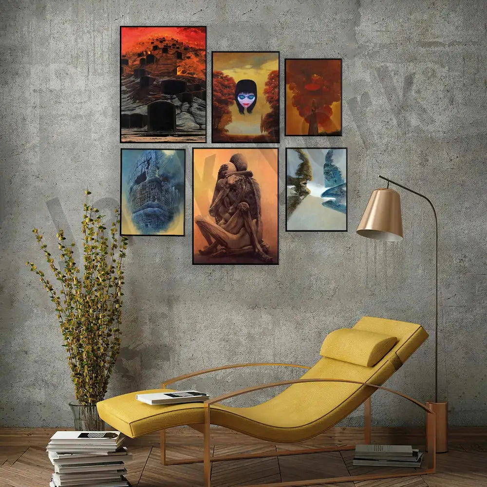 Gothic surreal art canvas print set – living room framed wall decor