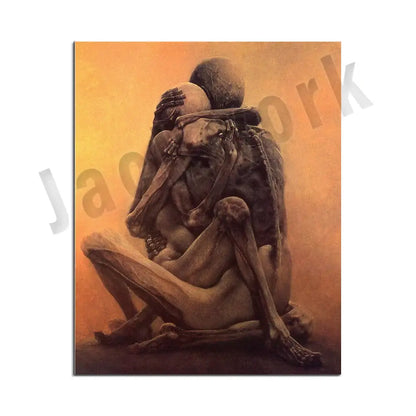 Gothic surreal art canvas print set – living room framed wall decor