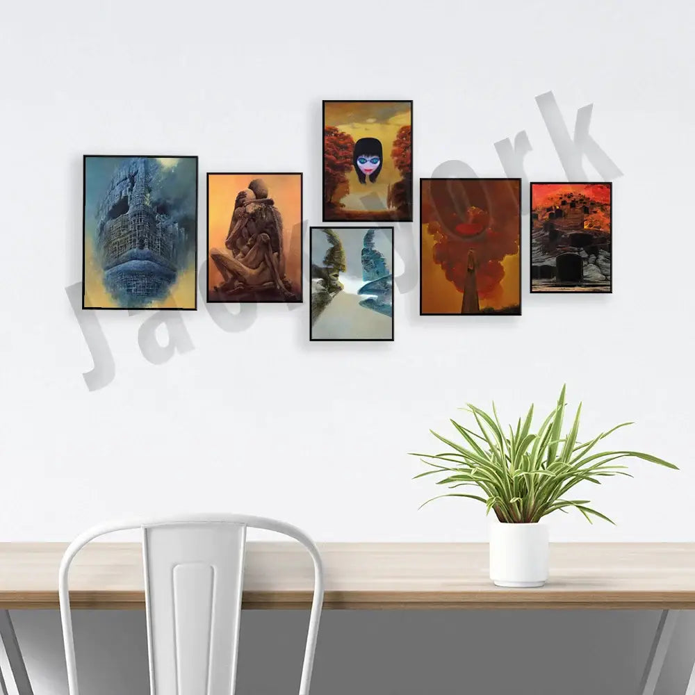 Gothic surreal art canvas print set – living room framed wall decor