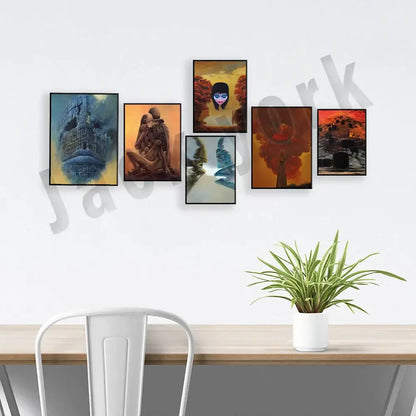 Gothic surreal art canvas print set – living room framed wall decor
