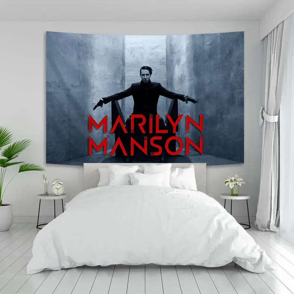 Gothic white & red baphomet poster tapestry bedroom wall decor