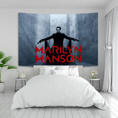 Gothic white & red baphomet poster tapestry bedroom wall decor