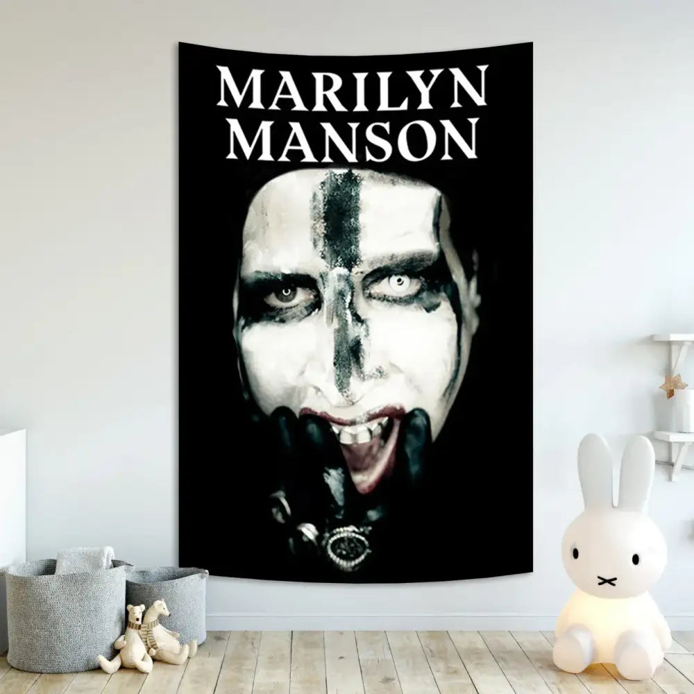 Gothic white & red baphomet poster tapestry bedroom wall decor