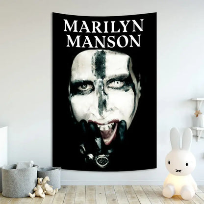Gothic white & red baphomet poster tapestry bedroom wall decor