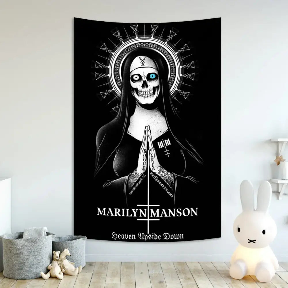 Gothic white & red baphomet poster tapestry bedroom wall decor