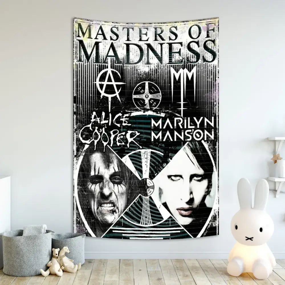 Gothic white & red baphomet poster tapestry bedroom wall decor
