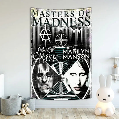 Gothic white & red baphomet poster tapestry bedroom wall decor