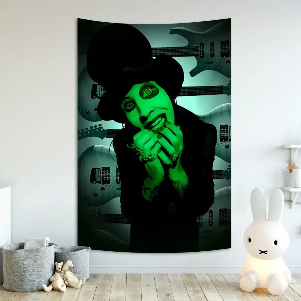 Gothic white & red baphomet poster tapestry bedroom wall decor