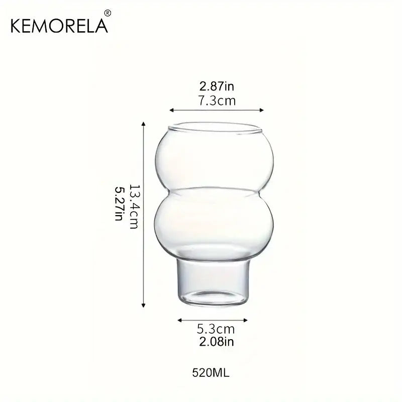 Gourd shaped glass cup set with wooden handle – kitchen drinkware