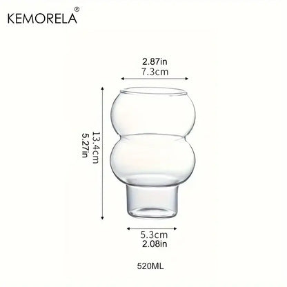 Gourd shaped glass cup set with wooden handle – kitchen drinkware