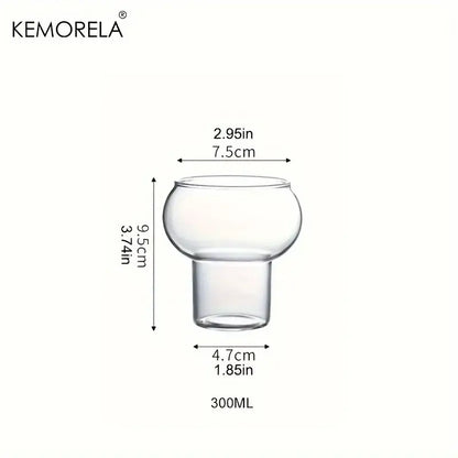 Gourd shaped glass cup set with wooden handle – kitchen drinkware