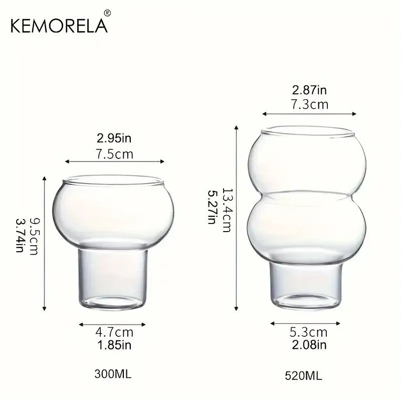 Gourd shaped glass cup set with wooden handle – kitchen drinkware