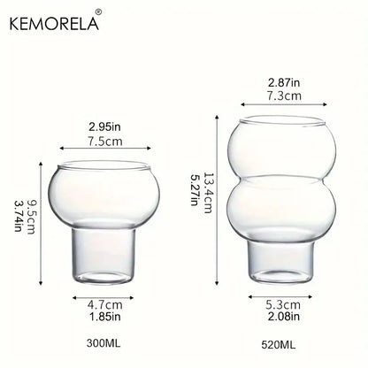 Gourd shaped glass cup set with wooden handle – kitchen drinkware