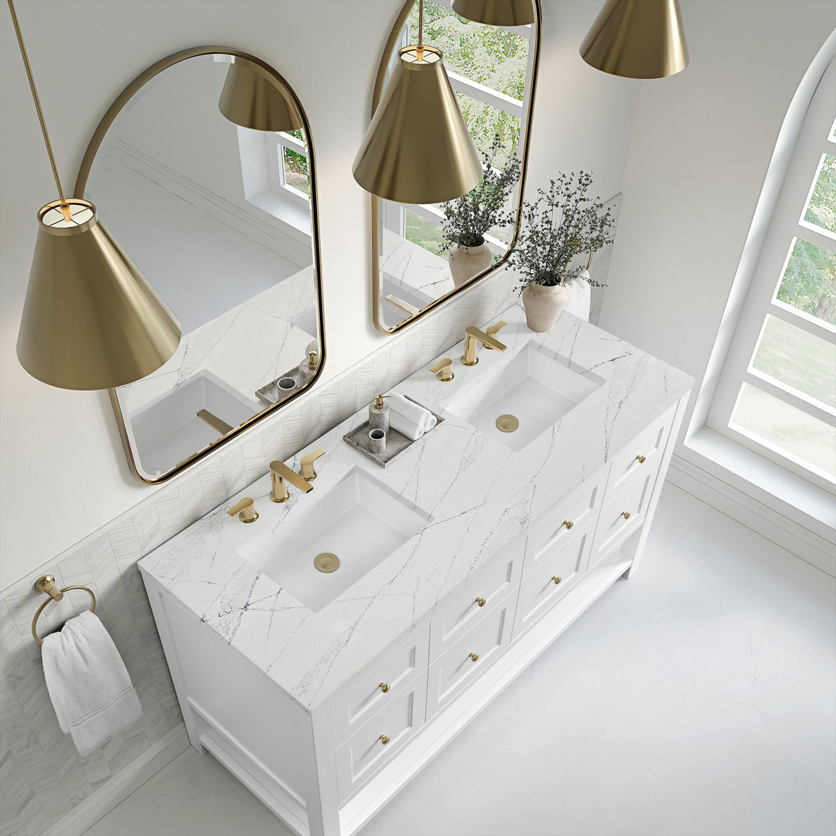 James Martin Breckenridge 60" Double Bathroom Vanity, Bright White