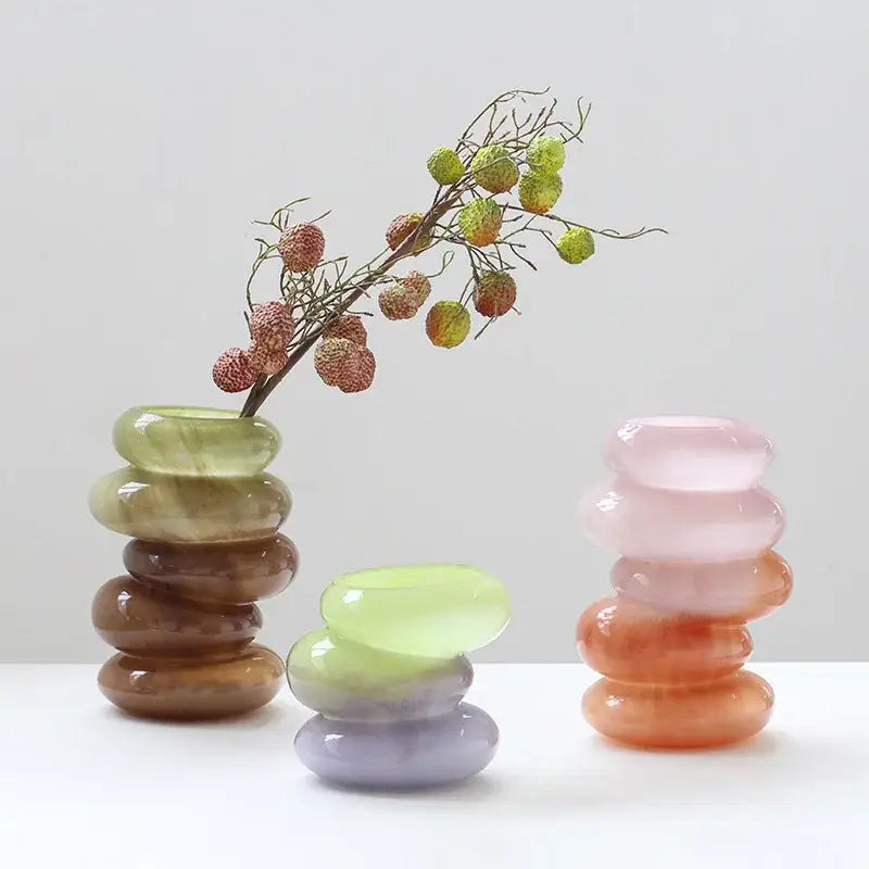 Gradient color geometric glass vase living room decor accessory