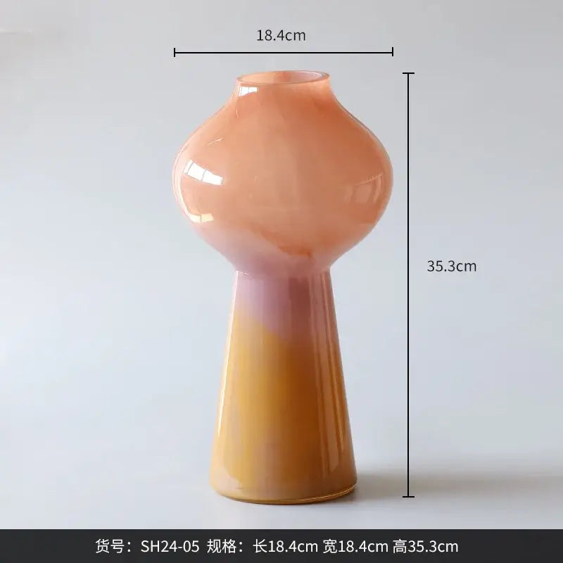 Gradient glass vase set of 2 living room gourd flower holder