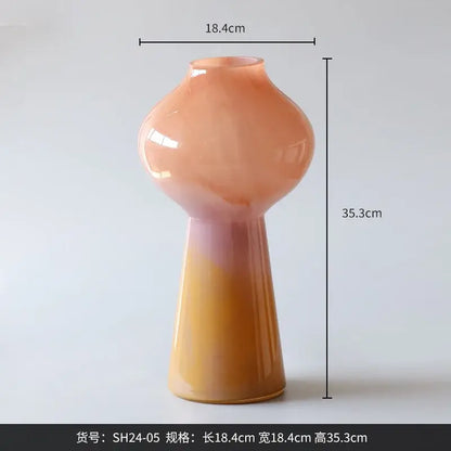 Gradient glass vase set of 2 living room gourd flower holder