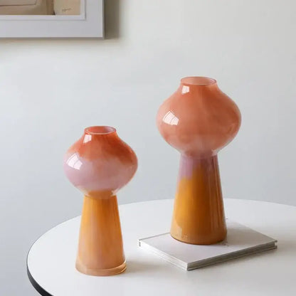 Gradient glass vase set of 2 living room gourd flower holder