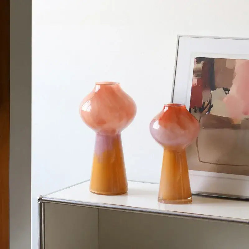 Gradient glass vase set of 2 living room gourd flower holder