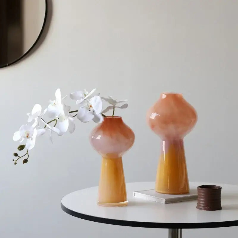 Gradient glass vase set of 2 living room gourd flower holder