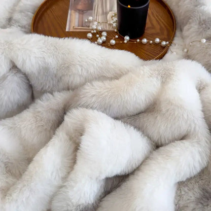 Gradient grey cashmere fleece chunky knit throw – bedroom blanket
