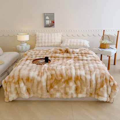 Gradient grey cashmere fleece chunky knit throw – bedroom blanket