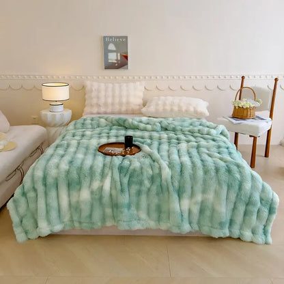 Gradient grey cashmere fleece chunky knit throw – bedroom blanket