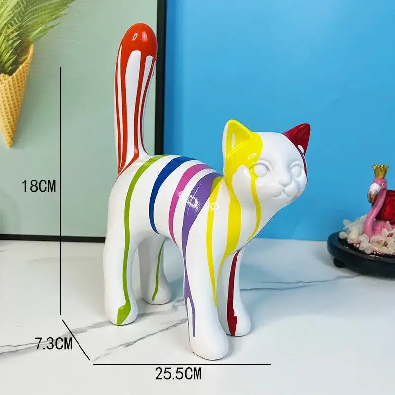 Graffiti cat desk storage statue black & white living room decor