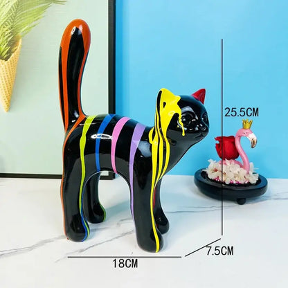 Graffiti cat desk storage statue black & white living room decor