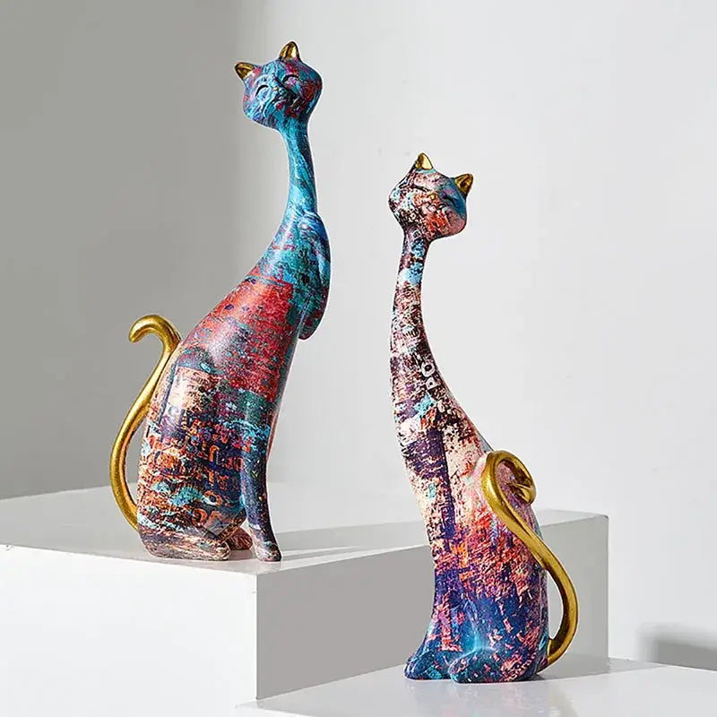 Graffiti cat lovers resin figurines living room decor