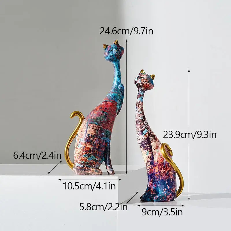 Graffiti cat lovers resin figurines living room decor