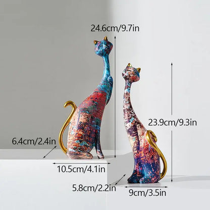 Graffiti cat lovers resin figurines living room decor