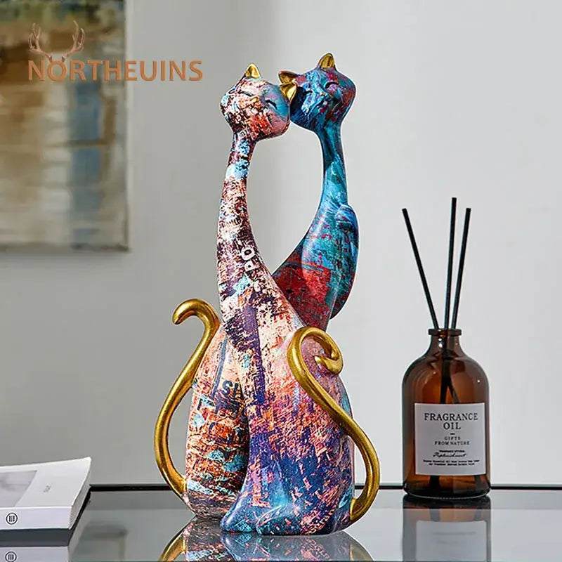 Graffiti cat lovers resin figurines living room decor