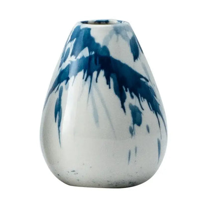 Graffiti ceramic vase blue & white splatter living room decor