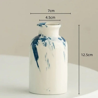 Graffiti ceramic vase blue & white splatter living room decor